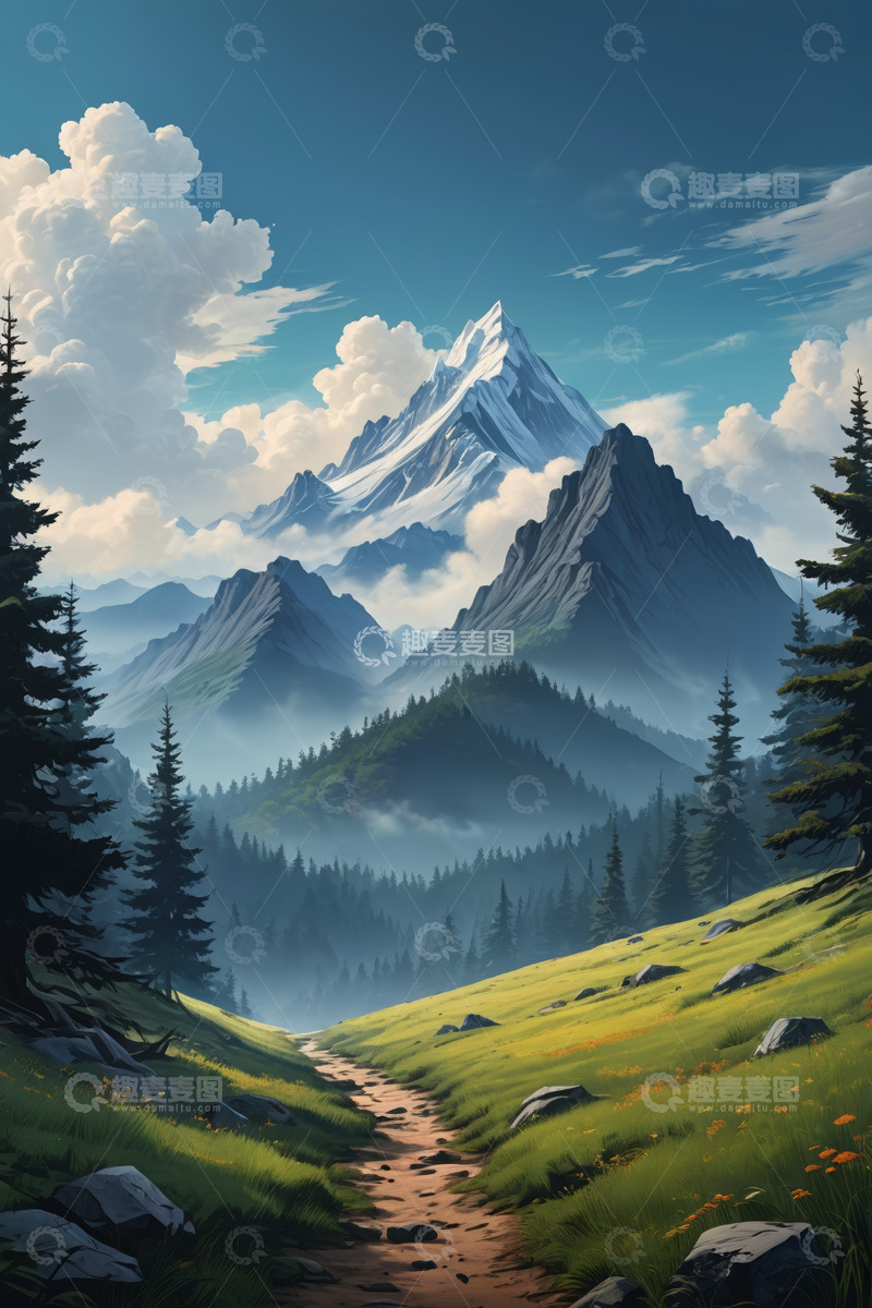 高清大图下载【趣麦麦图】山间森林小径自然风光