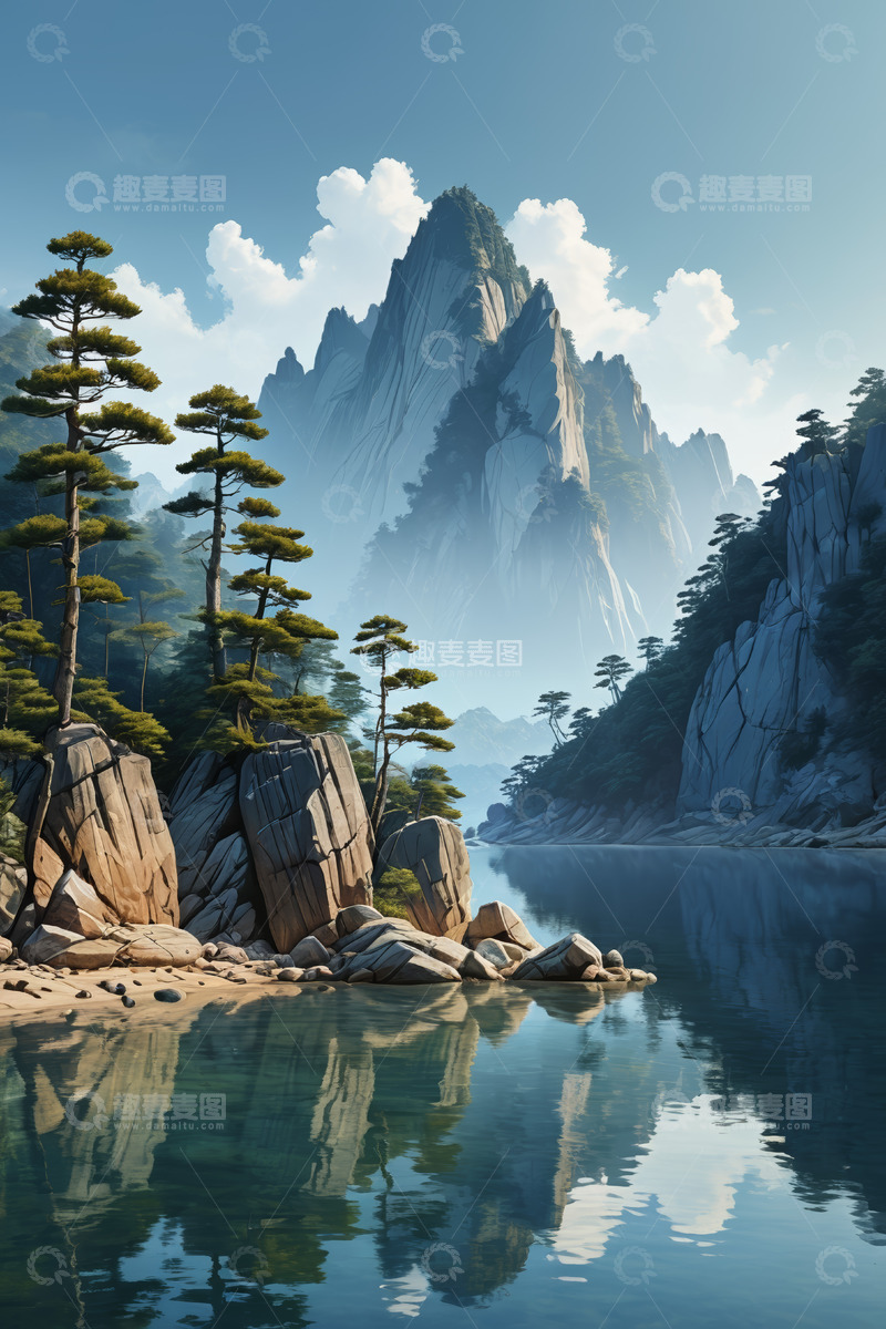 高清大图下载【趣麦麦图】山水相依的自然风光