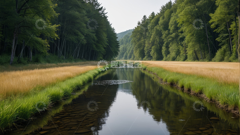 高清大图下载【趣麦麦图】林间河流自然风光