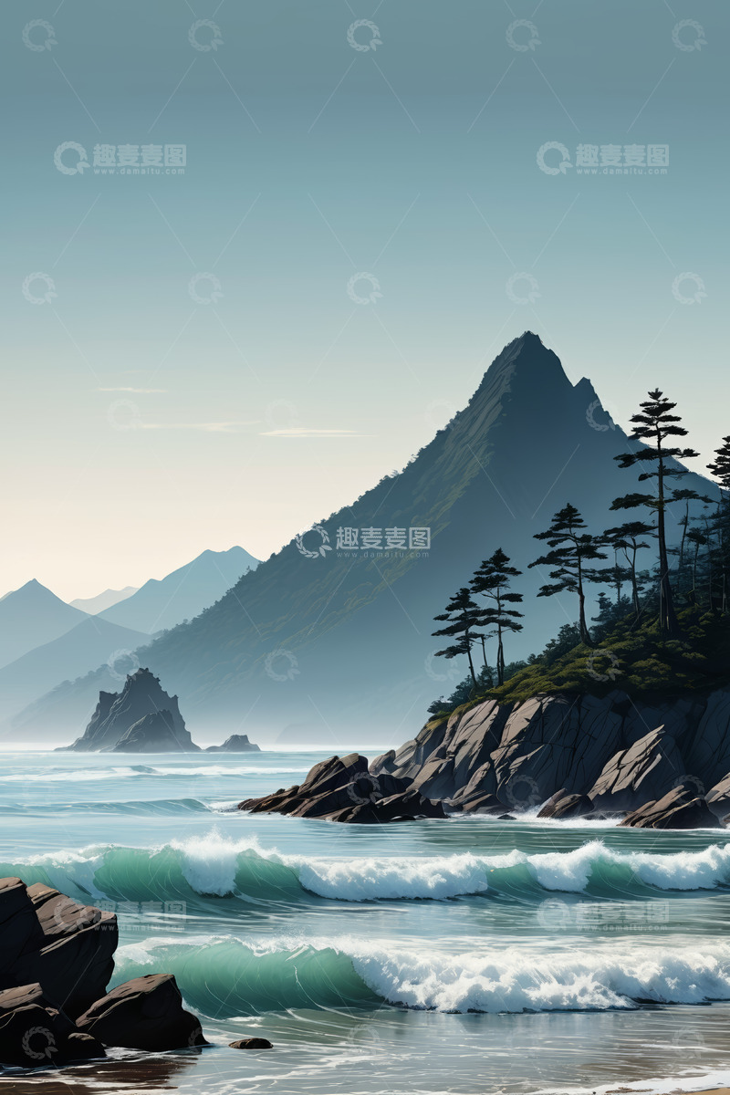 高清大图下载【趣麦麦图】山海相依的自然风光