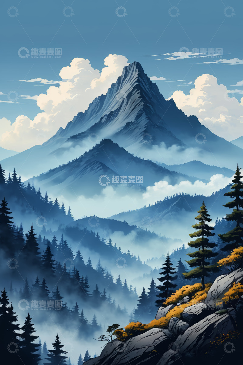 高清大图下载【趣麦麦图】山间森林自然风光