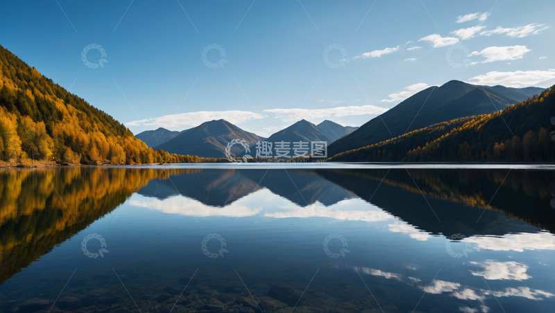 高清大图下载【趣麦麦图】山水间宁静湖泊自然风光