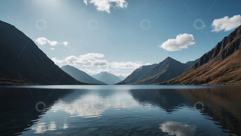 高清大图下载【趣麦麦图】山间湖泊自然风光全景