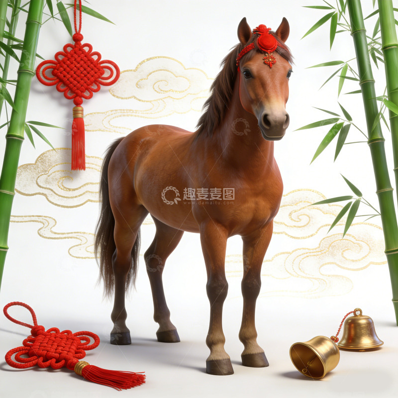 高清大图下载【趣麦麦图】新春马匹祝福图片