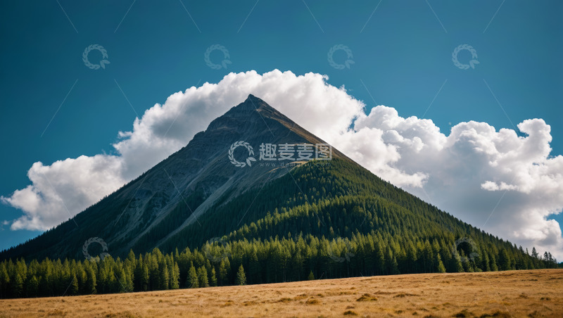 高清大图下载【趣麦麦图】蓝天白云下的山林自然风光