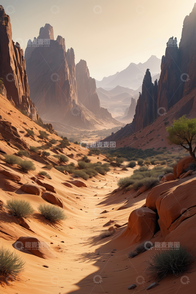 高清大图下载【趣麦麦图】沙漠峡谷自然风光全景