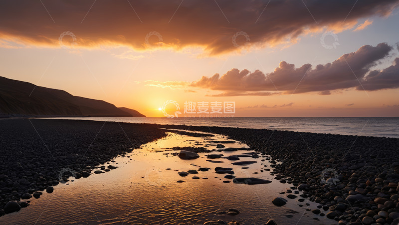 高清大图下载【趣麦麦图】海滩日落自然风光