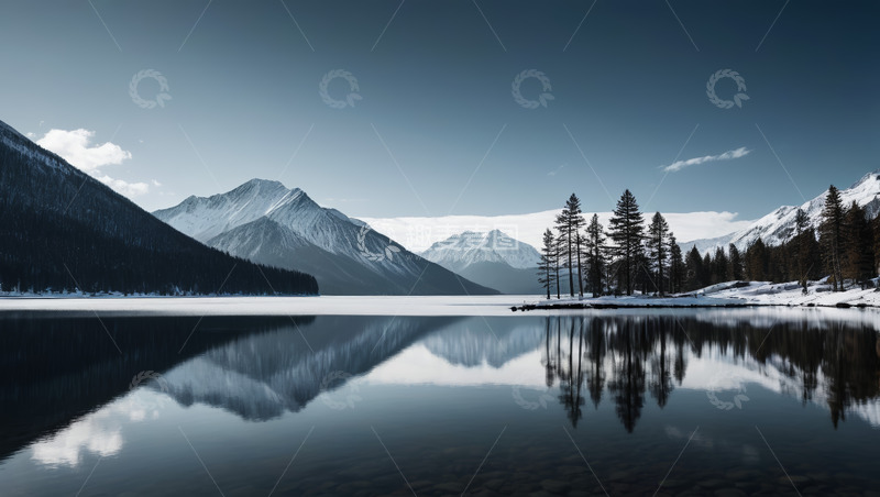 高清大图下载【趣麦麦图】雪山湖泊自然风光