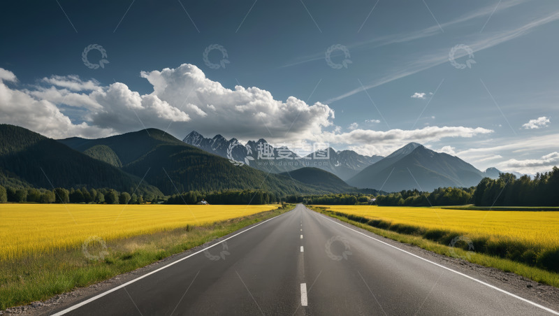高清大图下载【趣麦麦图】旷野中延伸向远方的公路