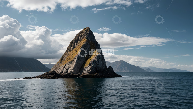 高清大图下载【趣麦麦图】海上孤立岩石自然风光