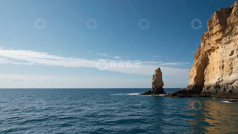 高清大图下载【趣麦麦图】海边岩石与蓝色海洋景观