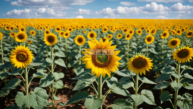 高清大图下载【趣麦麦图】向日葵农田全景