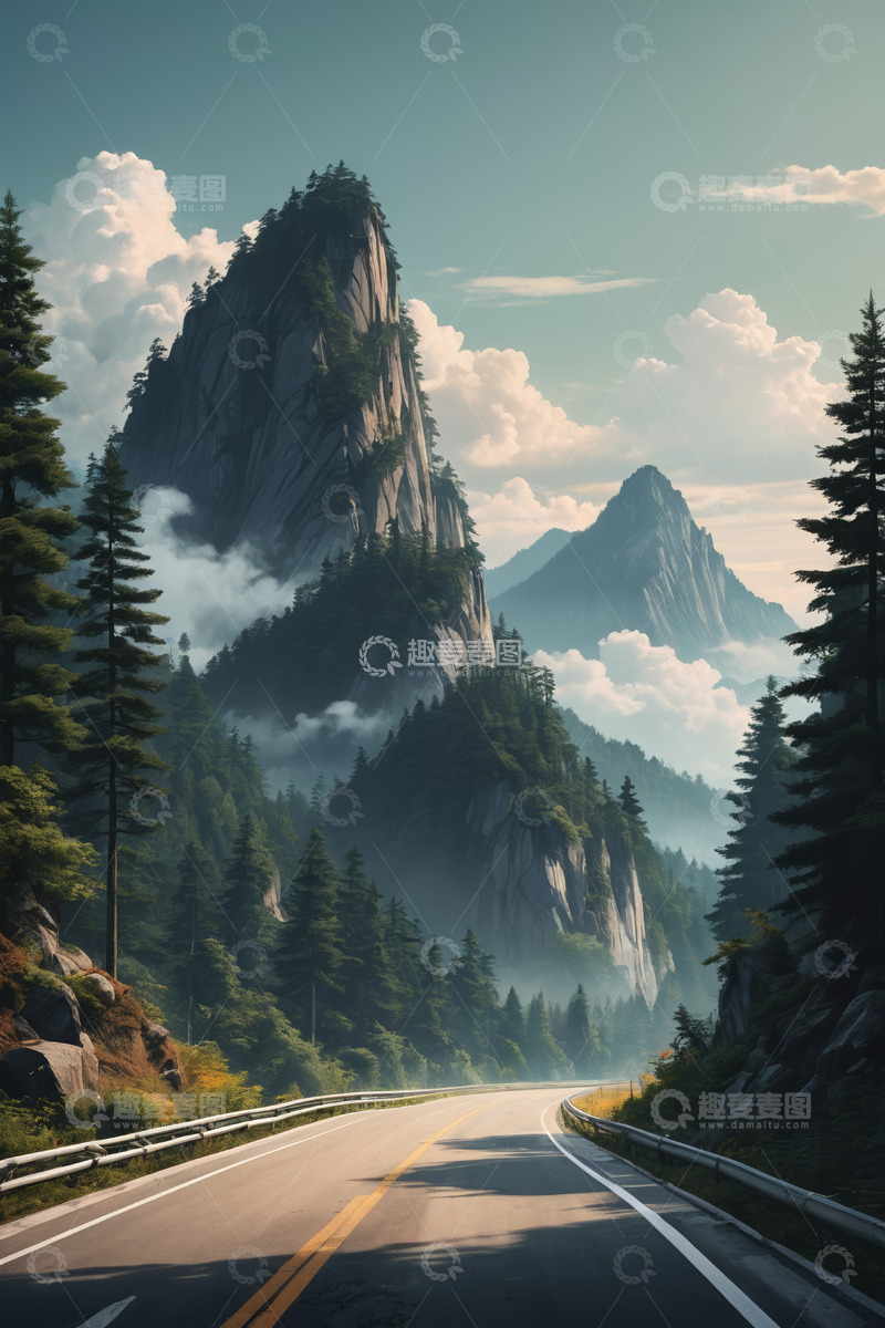 高清大图下载【趣麦麦图】山间公路自然风光