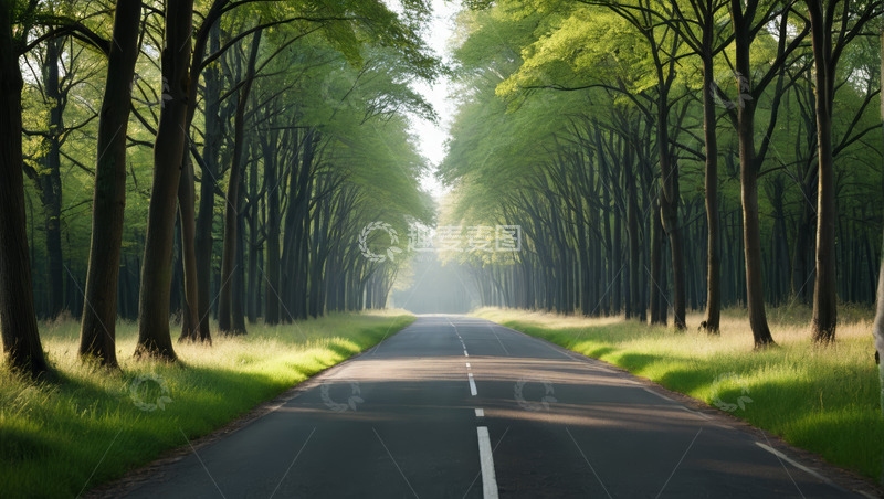 高清大图下载【趣麦麦图】林间道路自然风光