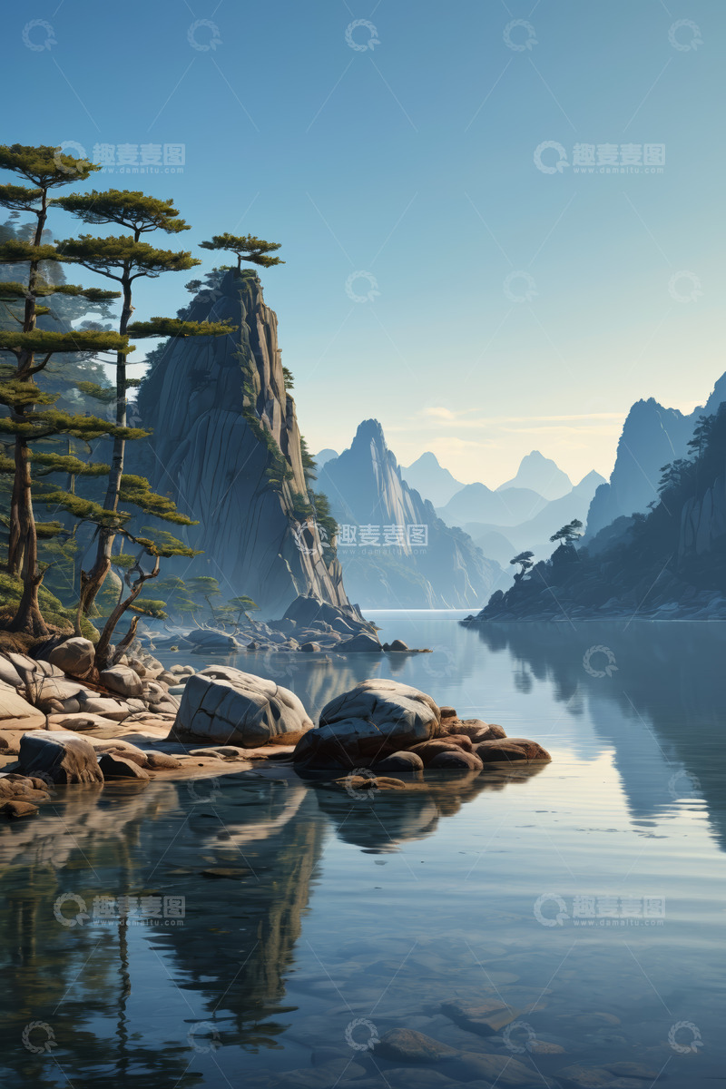 高清大图下载【趣麦麦图】山水相依的自然风光