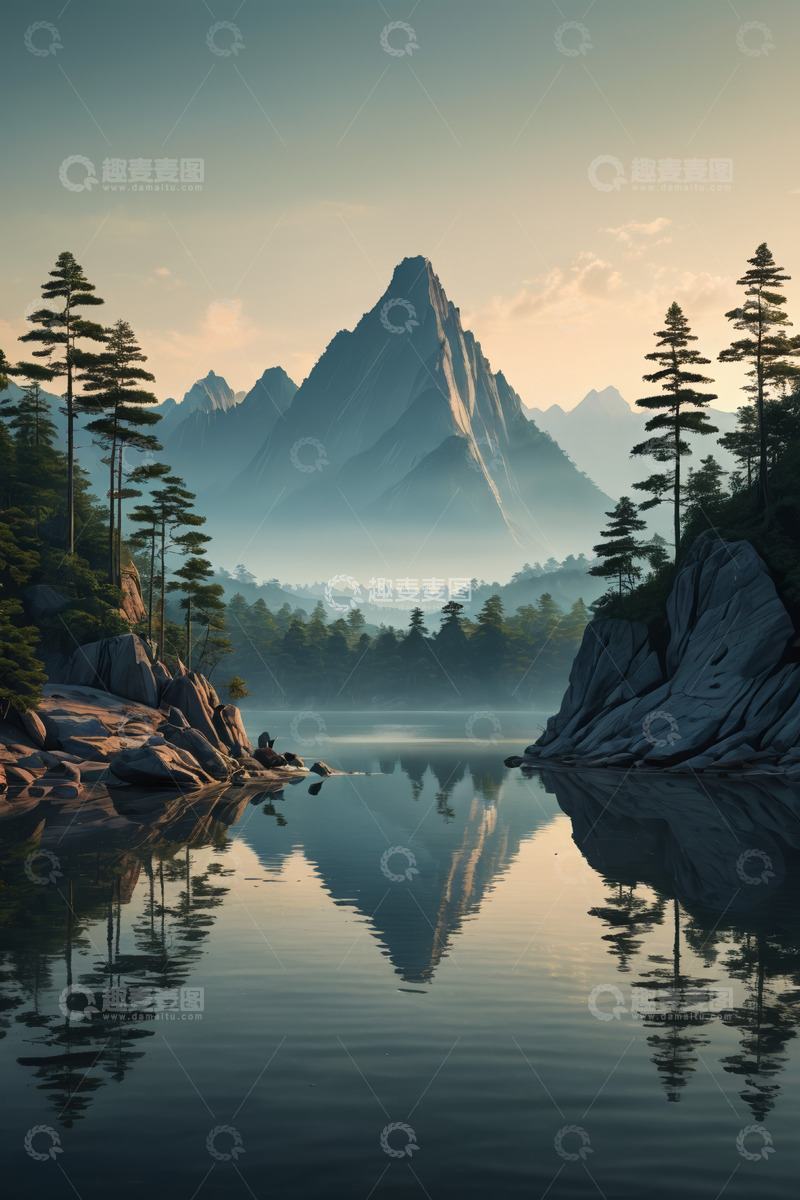 高清大图下载【趣麦麦图】山水湖泊自然风光全景