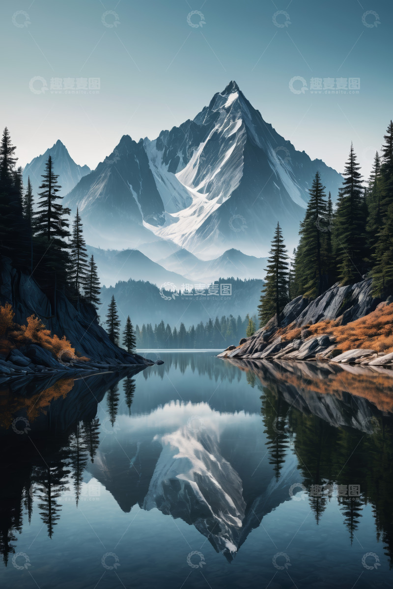 高清大图下载【趣麦麦图】山水相依的静谧自然风光