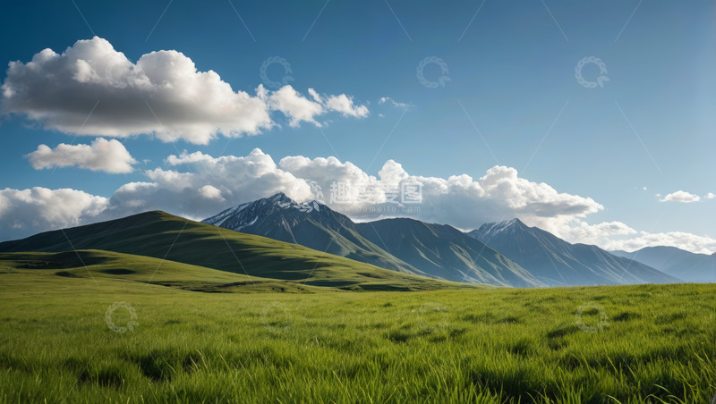 高清大图下载【趣麦麦图】草原与远山的自然风光