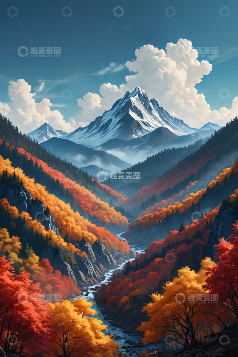 高清大图下载【趣麦麦图】秋季山谷山川风景