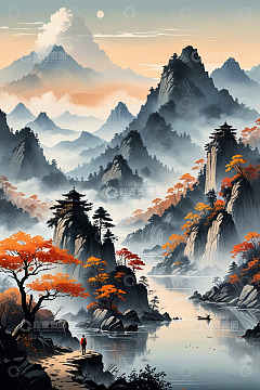 中式山水风景图