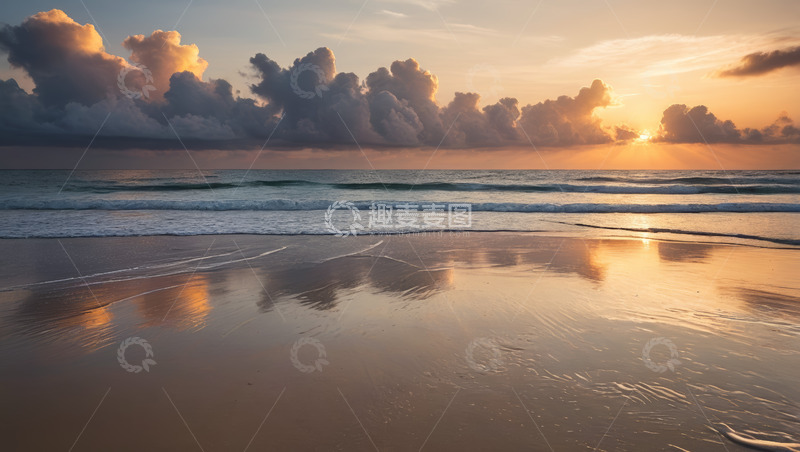 高清大图下载【趣麦麦图】海滩日落自然风光