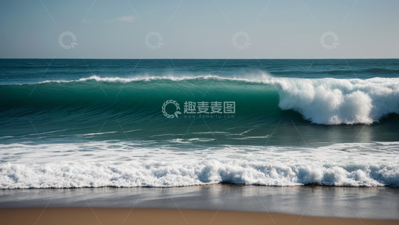 高清大图下载【趣麦麦图】海滩上翻涌的海浪景观