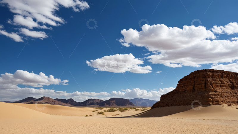 高清大图下载【趣麦麦图】沙漠风光蓝天白云山丘景色