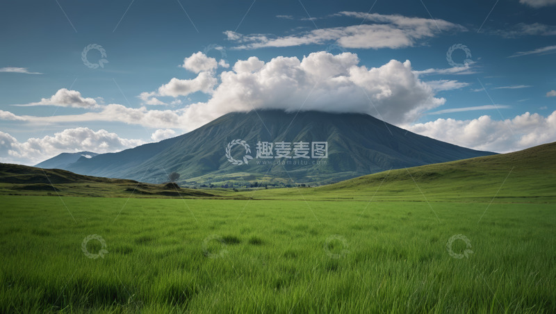 高清大图下载【趣麦麦图】广阔草原与远山风景