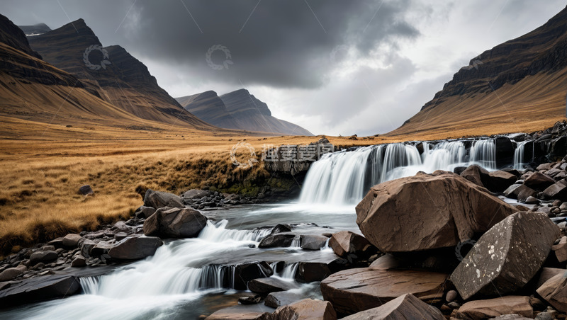 高清大图下载【趣麦麦图】山间瀑布自然风光全景