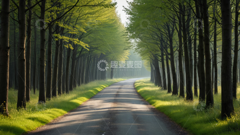 高清大图下载【趣麦麦图】林间道路自然风光