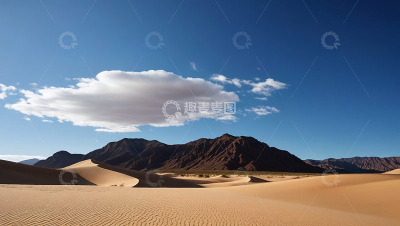 高清大图下载【趣麦麦图】沙漠与远山蓝天白云风景