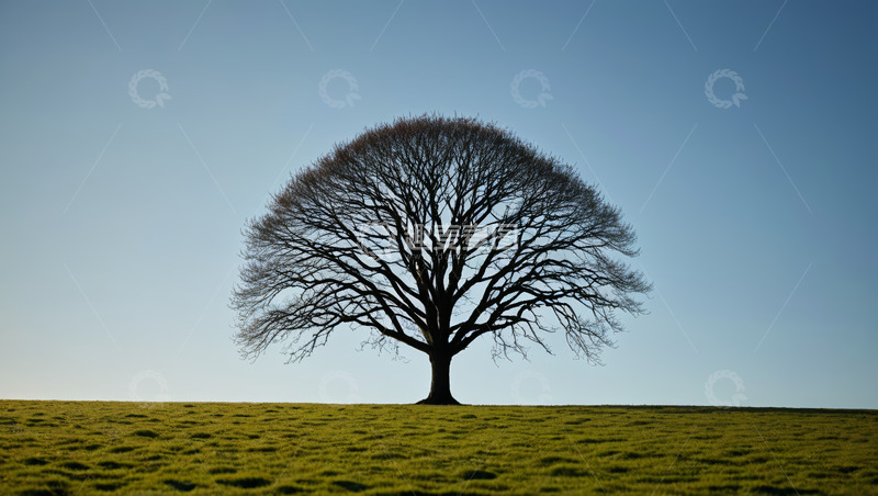 高清大图下载【趣麦麦图】草原上的孤树风景