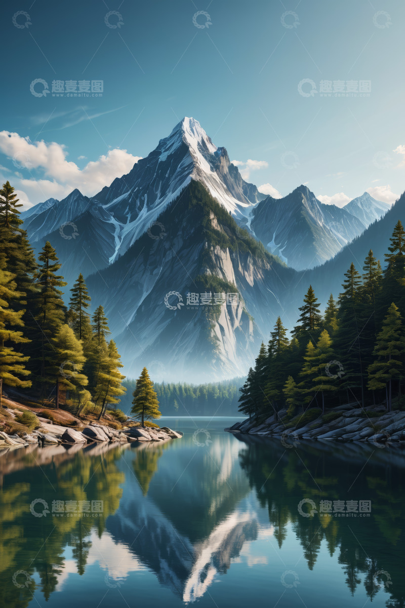 高清大图下载【趣麦麦图】高山湖泊森林自然风光