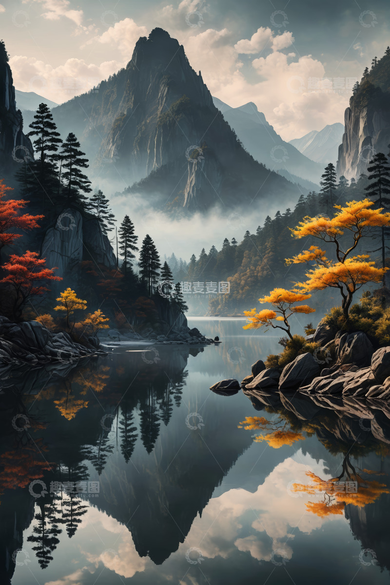 高清大图下载【趣麦麦图】山水相依的自然风光图景