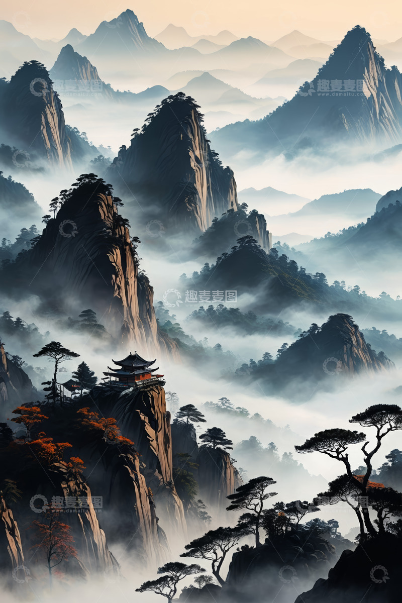 高清大图下载【趣麦麦图】中国山水间的古亭景观