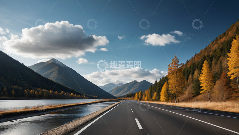 高清大图下载【趣麦麦图】秋日山间公路自然风光
