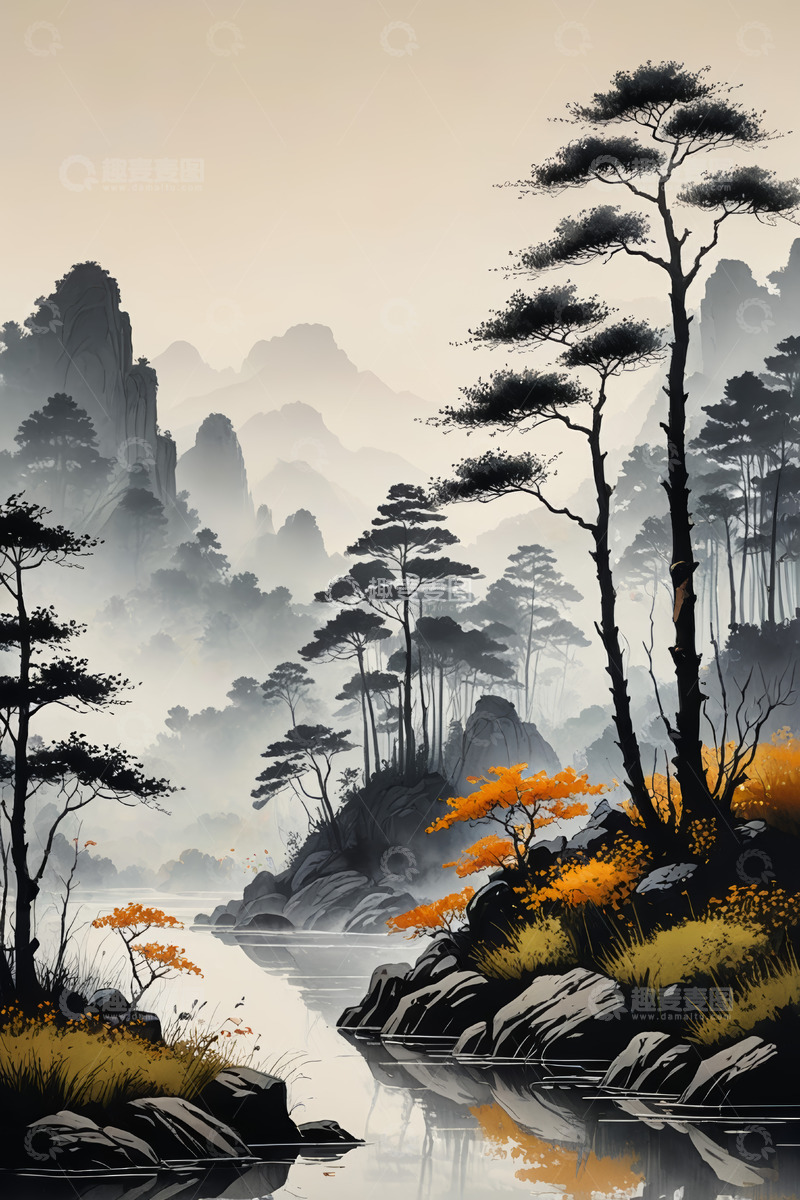 高清大图下载【趣麦麦图】中式山水风景图