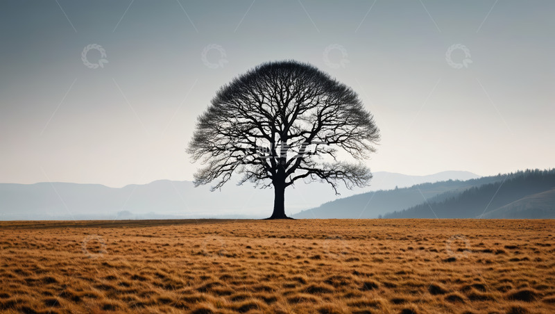 高清大图下载【趣麦麦图】旷野中孤独的大树