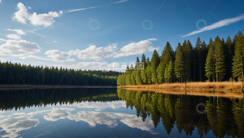 高清大图下载【趣麦麦图】森林湖畔自然风光