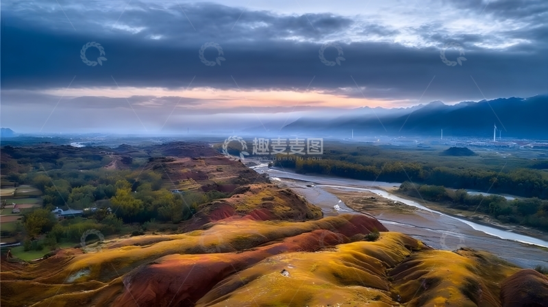高清大图下载【趣麦麦图】多彩丘陵河流风光摄影