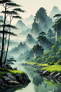 山水树林自然风景