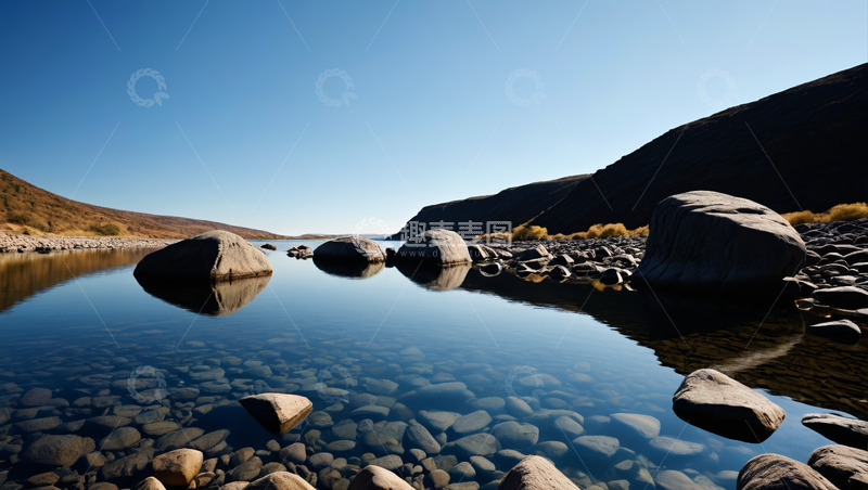 高清大图下载【趣麦麦图】山间清澈水域与岩石景观