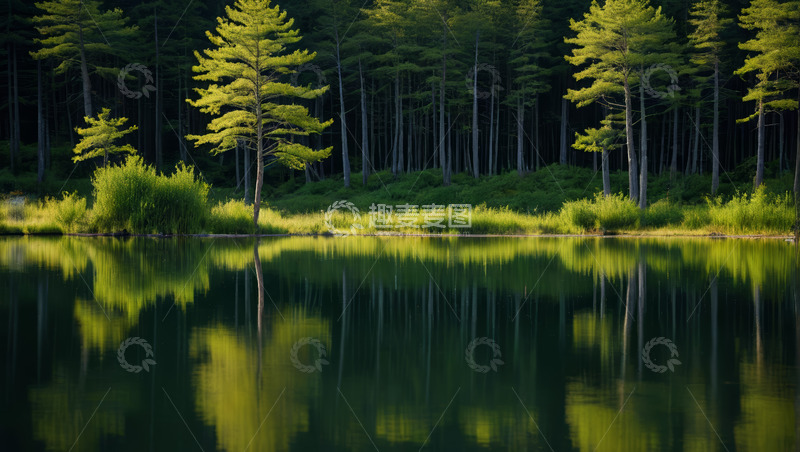 高清大图下载【趣麦麦图】森林湖畔自然风光