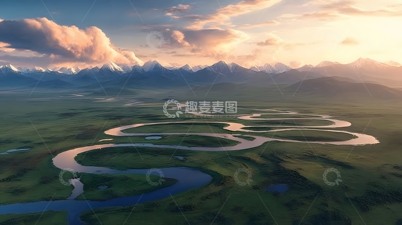 高清大图下载【趣麦麦图】草原河流风光摄影