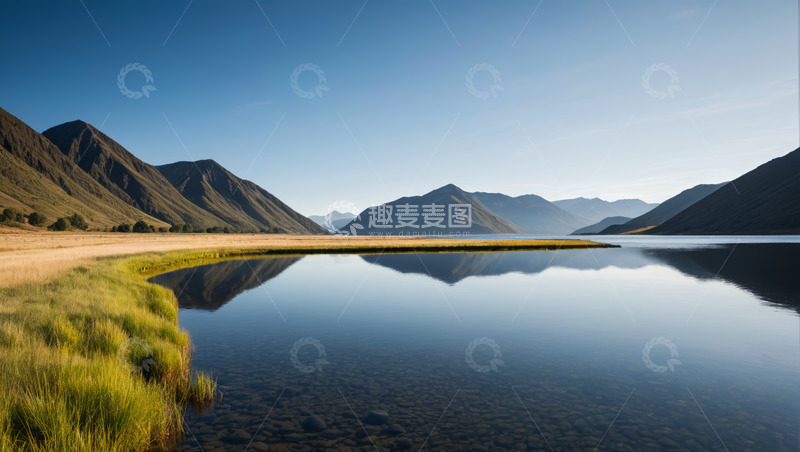 高清大图下载【趣麦麦图】山水相依的宁静自然风光