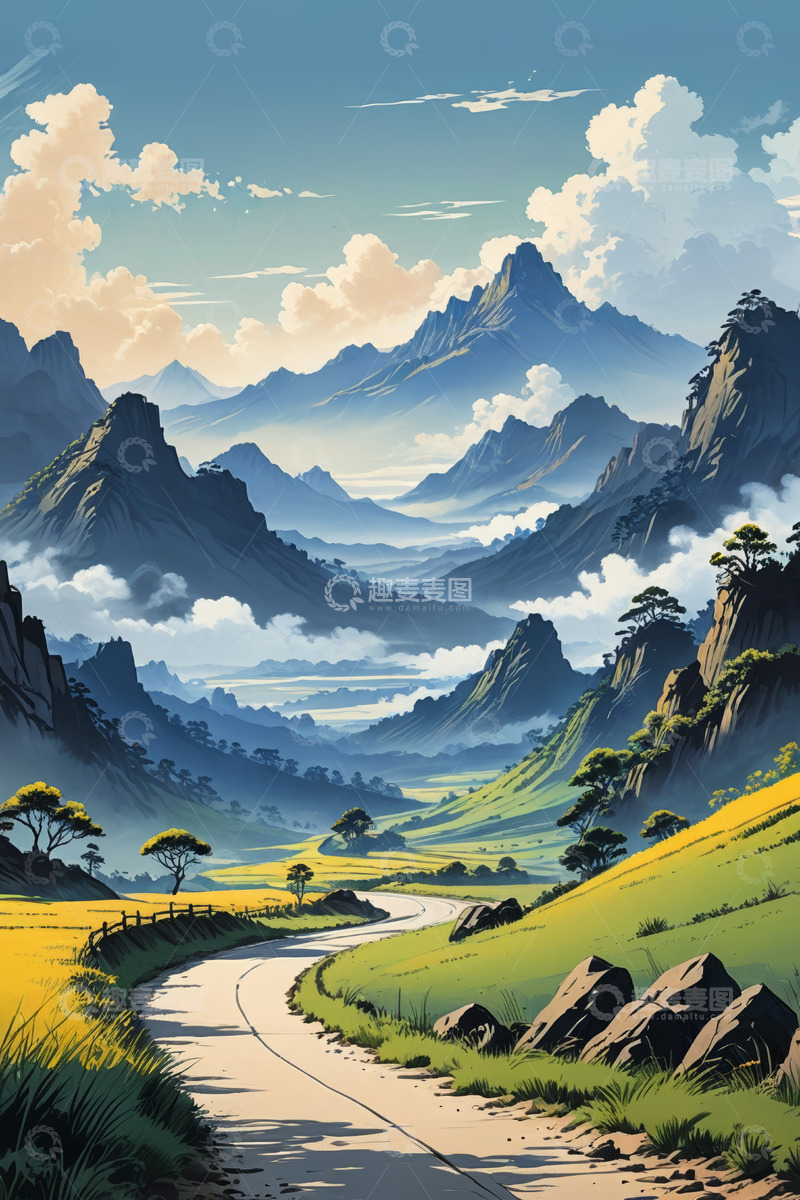 高清大图下载【趣麦麦图】山间蜿蜒小路自然风光