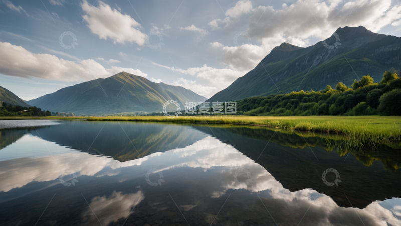 高清大图下载【趣麦麦图】山水湖泊自然风光全景
