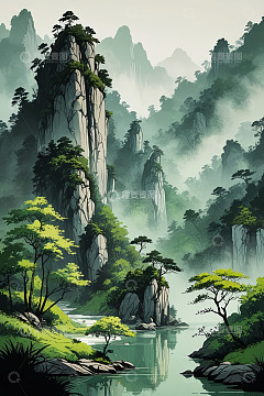 山水自然景观图