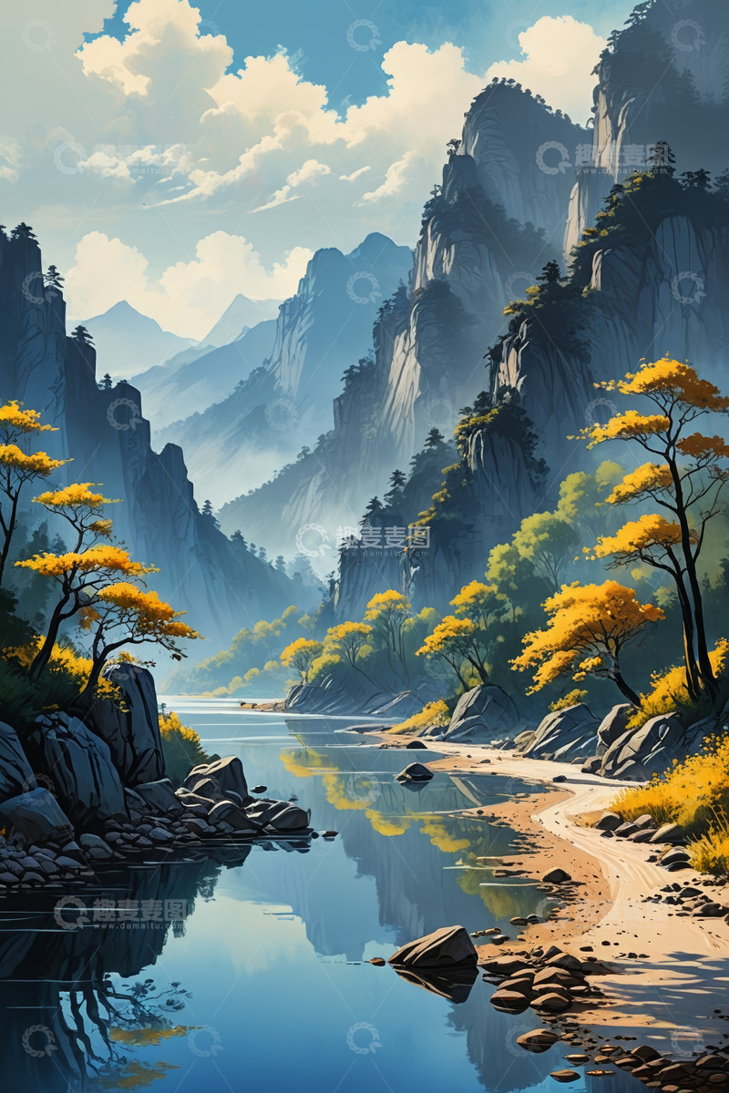 高清大图下载【趣麦麦图】山水相依自然风光