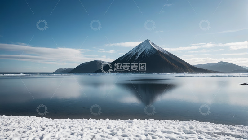 高清大图下载【趣麦麦图】雪山湖泊自然风光全景